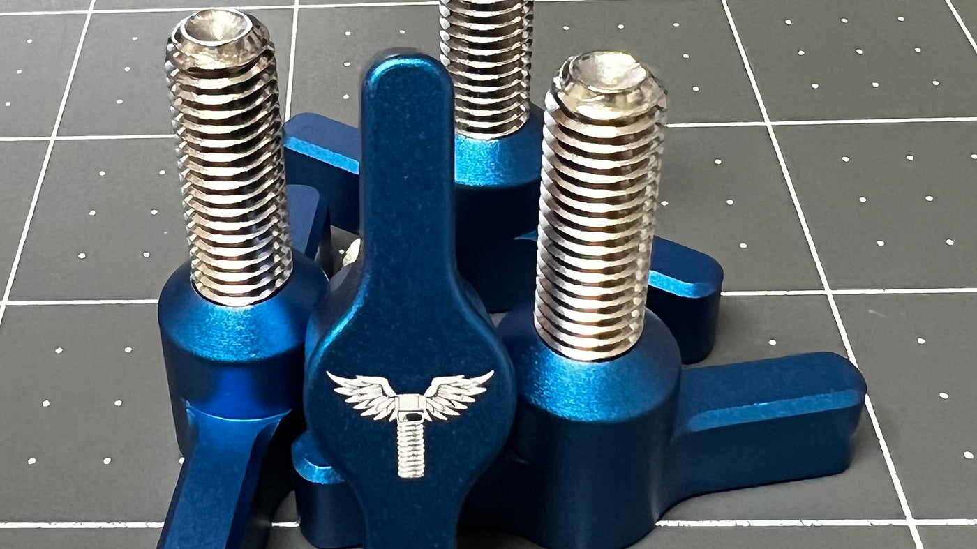 Satin Blue M8x25mm wing screws - Paka'a Foil